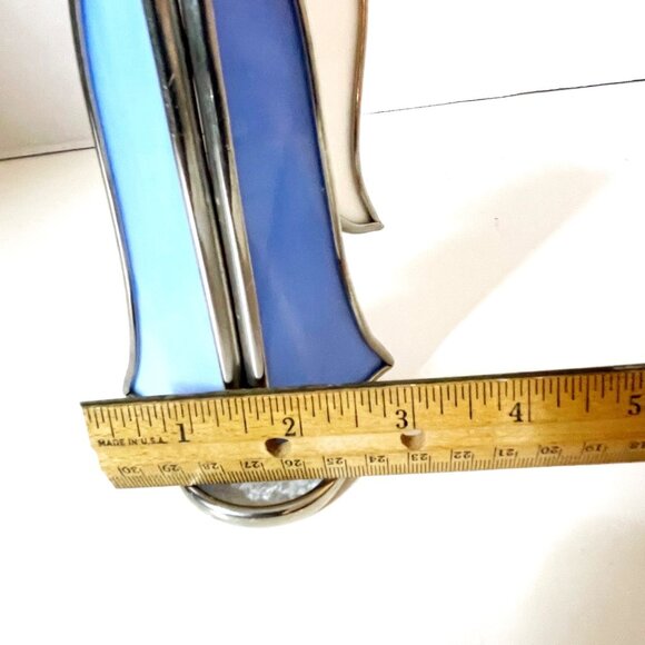 Heavy Stained-Glass Angel Figurine Blue and White Sun Catcher 7" Tall - Picture 7 of 8